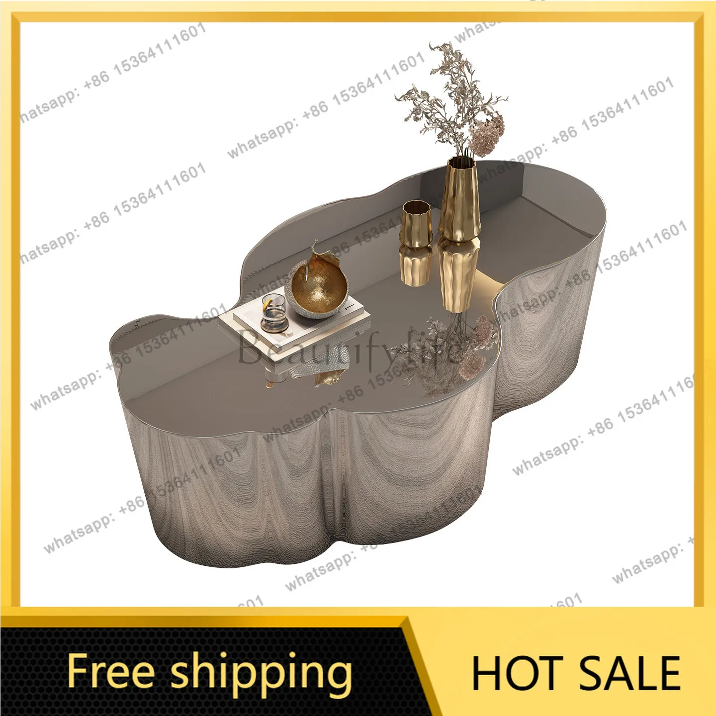 Special-shaped coffee table advanced sense living room household stainless steel simple coffee table