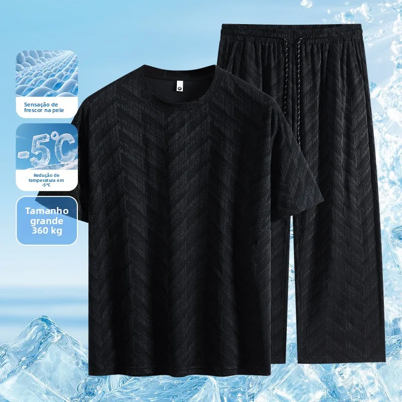 plus-size-men's-short-sleeve-set-quick-dry-cool-feeling-360-pounds-half-sleeve-t-shirt-long-pants-casual-sportswear-set