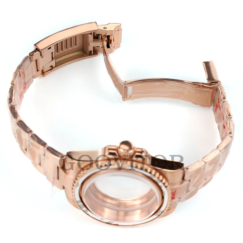40mm Rose Gold NH35 Watch Case For Yacht-Master GMT  Seiko NH34 NH35 NH36 Movement Stainless Steel Submariner Case Oyster strap