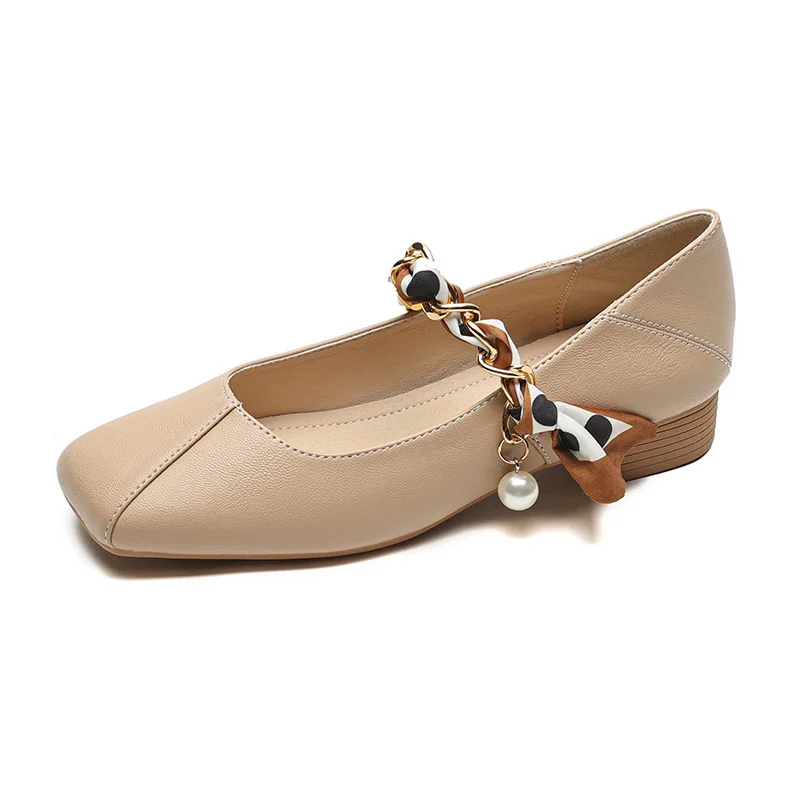 

French Mary Jane Shoes Women's Low Heel Single Shoes Spring Summer Match Skirts Buckle Flat Mouth Small Leather Shoes