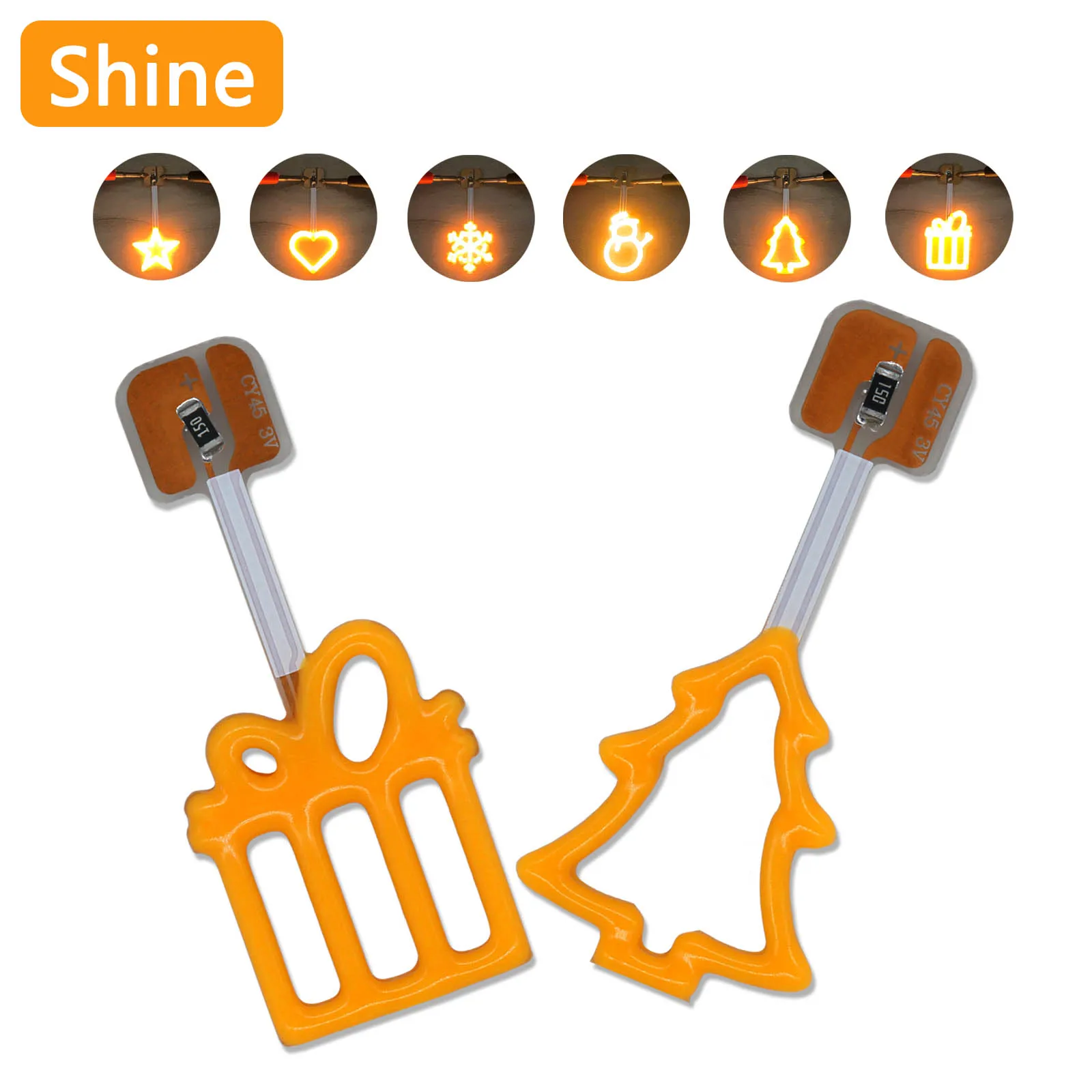 

3pcs LED Shaped Filament 120V 100mA Creative Light Piece Snowman Star Heart Amusement Park Bar Decoration Light Bulb Accessories