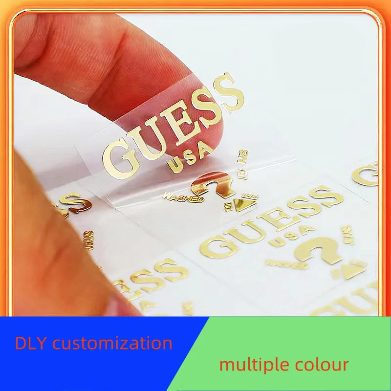 Metal 3D transfer sticker with name, custom logo, multiple colors, easy to tear Premium Gold and Silver DIY