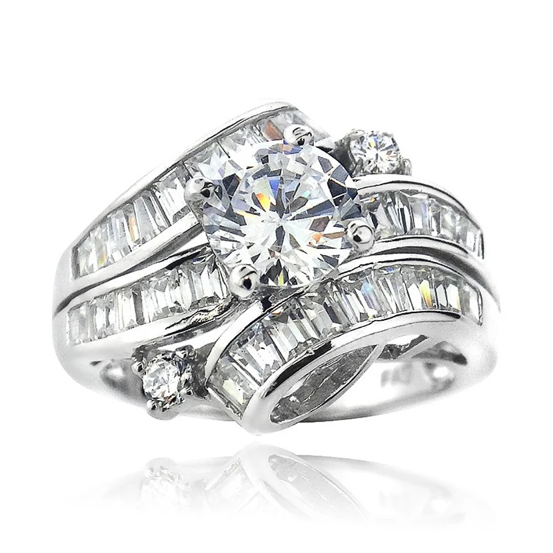 Huitan New Wedding Accessory Women Rings Luxury Paved Geometric CZ Sparkling Engagement Proposal Rings for Lover Fashion Jewelry