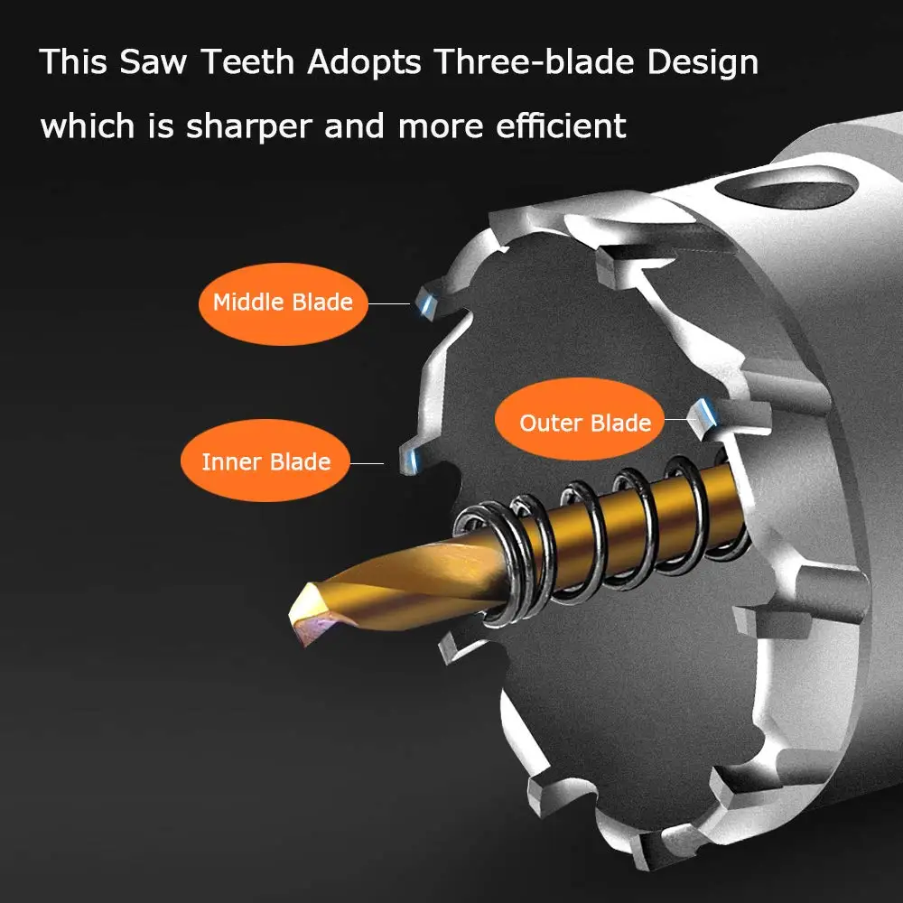 Imagem -04 - Coroa de Perfuração para Metal Tct Hole Saw Broca com Ponta de Carboneto Cortador com Caixa 1635 mm Pcs Set