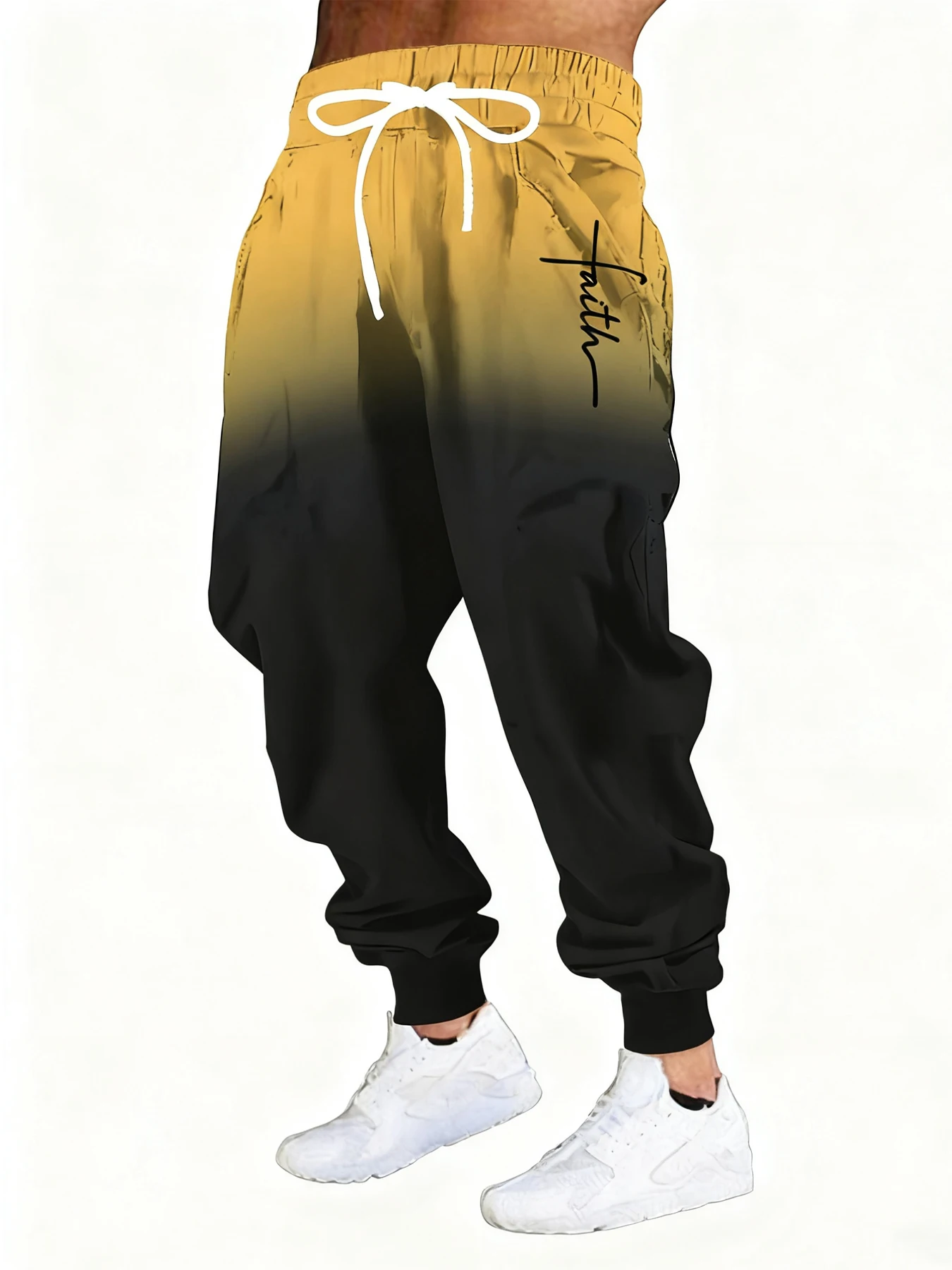 

Новые мужские повседневные брюки с 3D 3-цветным принтом, уличные дышащие спортивные брюки, стильные уличные брюки на шнурке, мужские брюки с манжетами