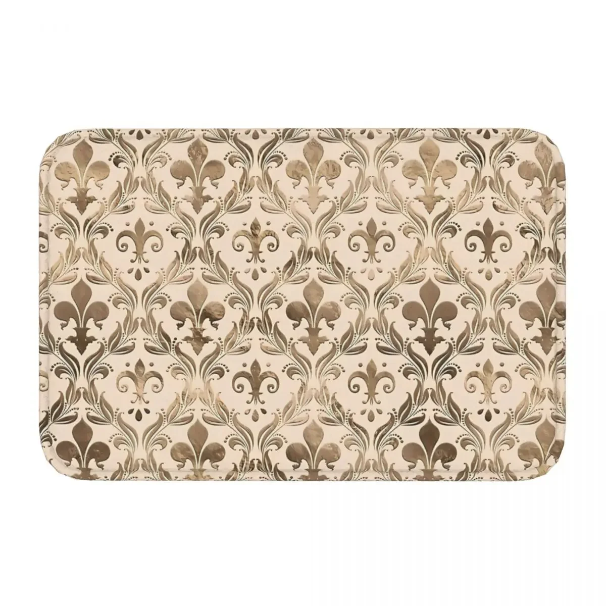 Fleur De Lys Non-Slip Carpet Pattern Pastel Gold Doormat Living Room Bath Mat Entrance Door Home Rug