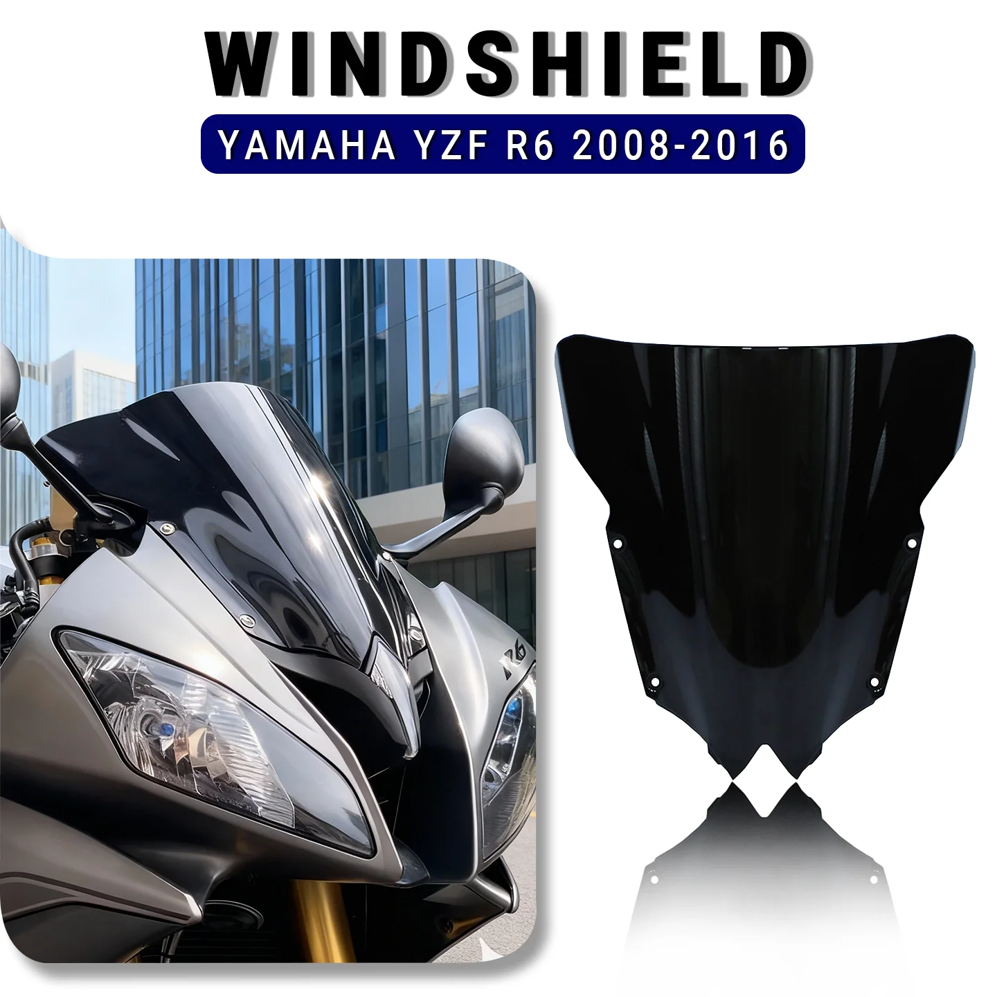 

YZF-R6 Windshield For Yamaha YZF 600 R6 Motorcycles WindScreen Double Bubble Windshield YZF 6R Wind Deflectors Fairing 2008-2016