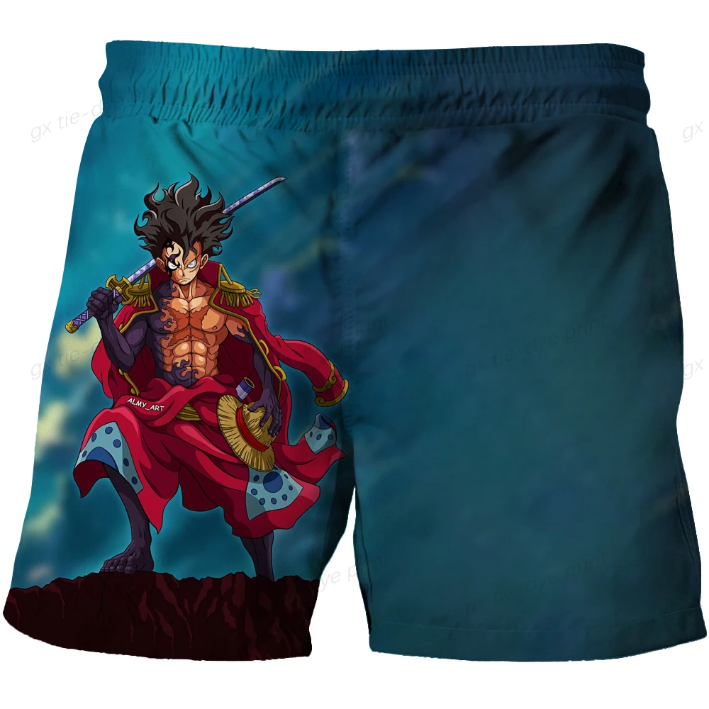 Short de plage une pièce pour hommes et femmes, pantalon de natation de loisirs pour garçons, imprimé Luffy en 3D, 2024