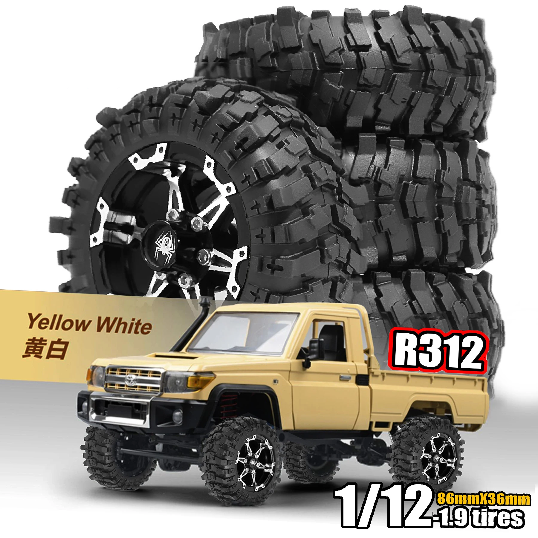 

Алюминиевый 6-Spokes с ЧПУ, 1,9-дюймовый обод колеса с бусинами, ступица и шины для 1/10 RC Crawler Car Axial SCX10 Redcat Gen8 TRX4 VS4-10 R312