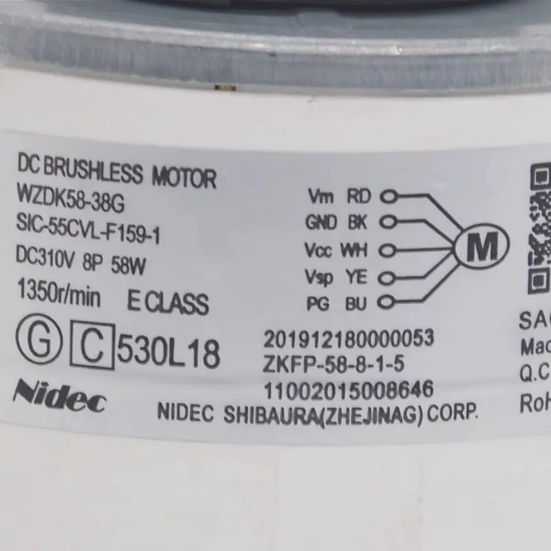 Midea 에어컨 모터 WZDK58-38G SIC-55CVL-F159-1, 흰색 플러그 부품, DC310V 58W