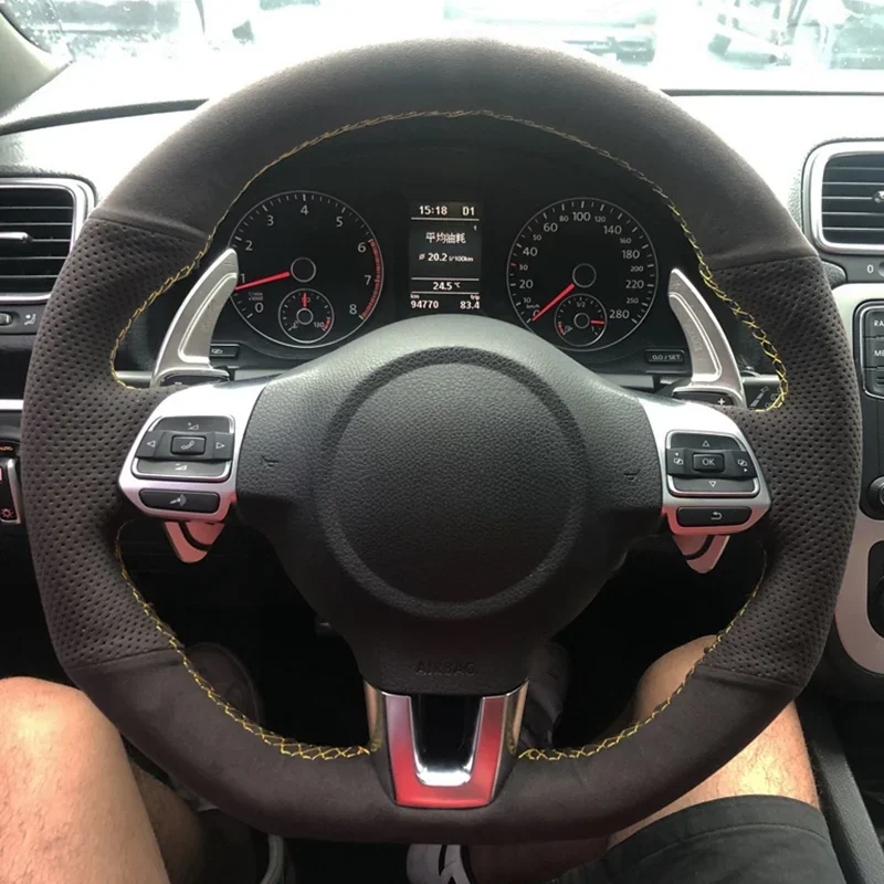 Protector de ante para volante para Volkswagen VW Golf 6 (VI) GTI Polo GTI Scirocco CC (R-Line), cubierta de mango, accesorios interiores para coche