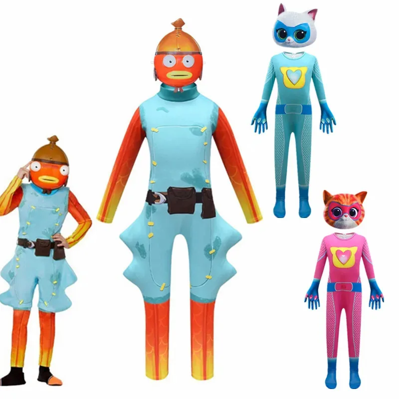 2025 yiyi disfraz de Halloween para niños juego jefe pez tigre mono niño Navidad fiesta de cumpleaños disfraces de Carnaval de lujo esqueleto Cos