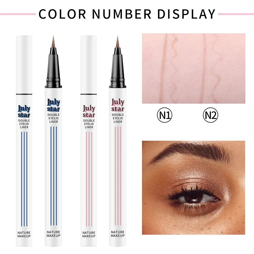 Julystar Waterdichte Sneldrogende Bruine Eyeliner Vloeibare Eyeliner Cosmetische Vrouwen Make-Up Natuurlijke Persistentie Eenvoudige Eyeliner Pen