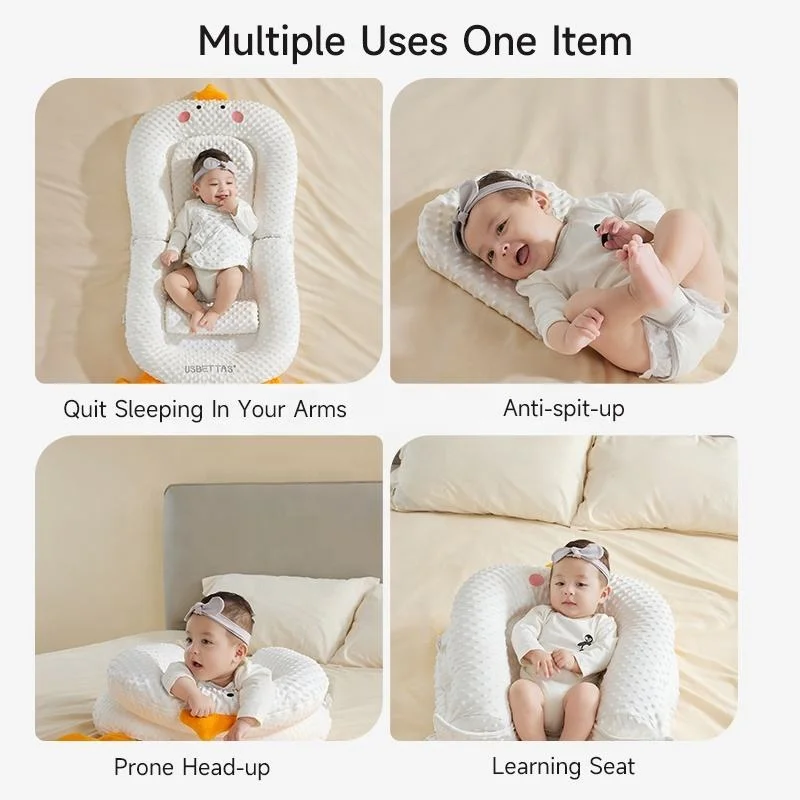 Multi-functional Double Side Printing Baby Crib Nest Baby Lounger Baby Bassinet Dotted Backing Lounger Breathable Sleep Bed Pad