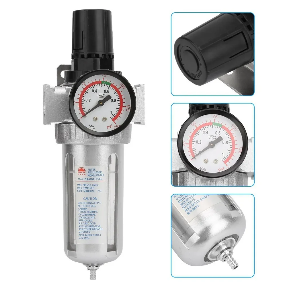 

SFC200-400/SFR200-300 FRL Unit 2-in-1 Air Filter Regulator G1/4, Pneumatic Compressed Air System for Factory Machinery