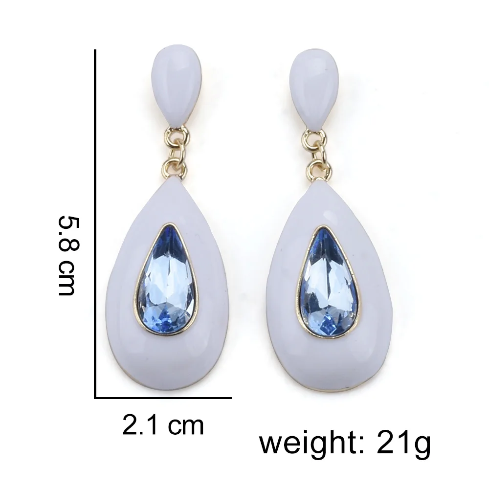 2025 New White Wine Red Blue Enamel Drip Oil Water Drop Metal Earrings Women Indian Statement Long Droplet Earrings Jewelry