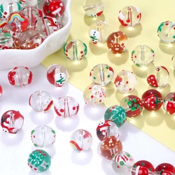 10Pcs 12mm DIY Hand Painted Christmas Glass Lampwork Round Beads For Jewelry Making Bracelet Necklace Earring Xmas Accessories