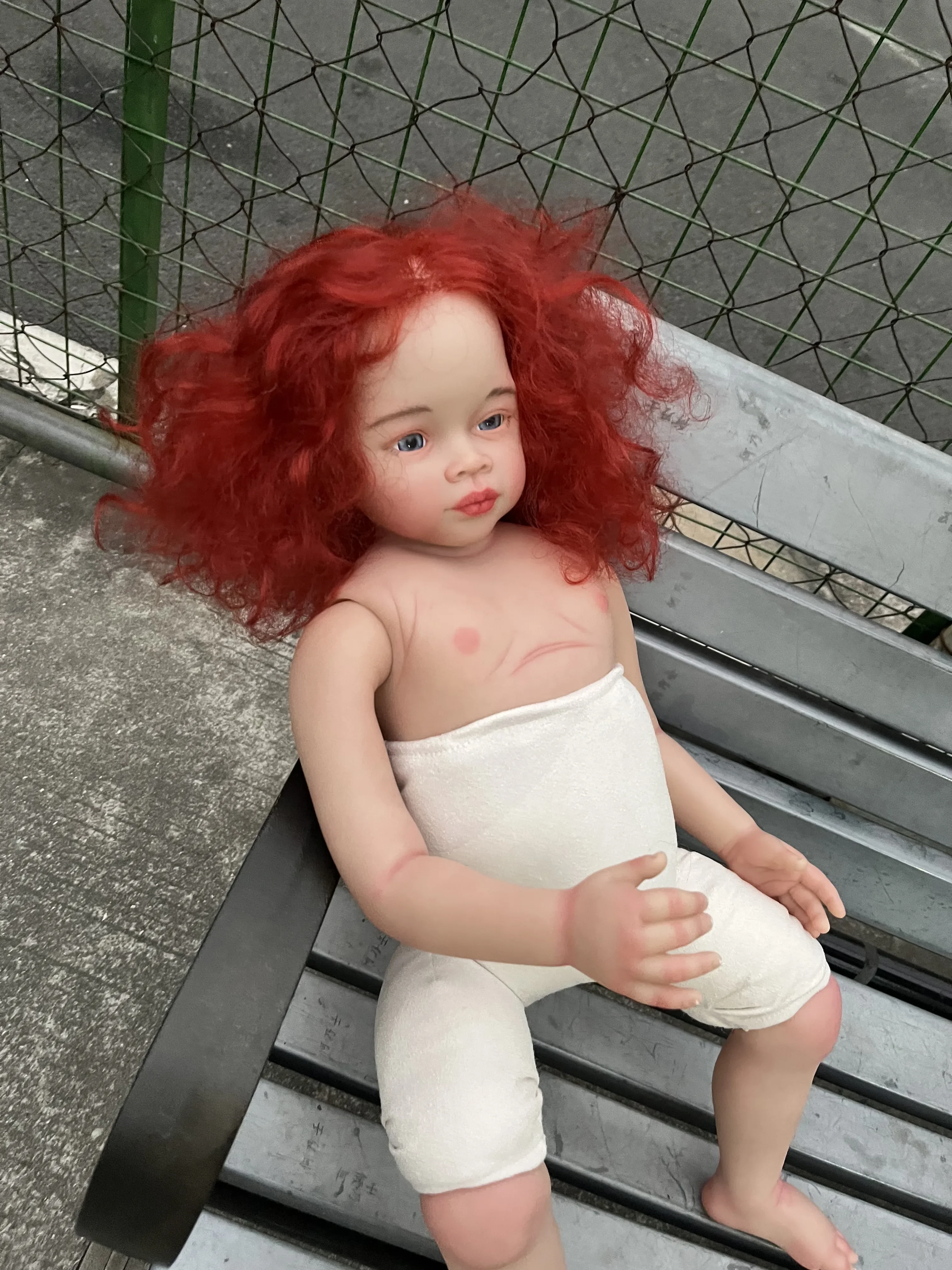 DLS Fornitura limitata personalizzata da 32 pollici Reborn Baby Doll Meili con kit dipinto di capelli rossi radicati a mano Parte fai da te Regalo di Natale