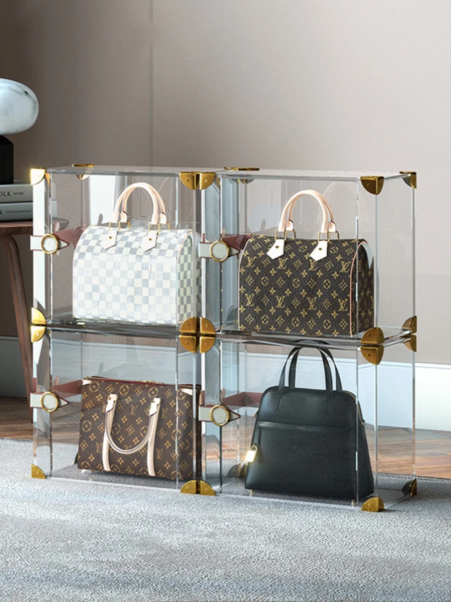 

Acrylic Luxury Storage Box Bag Display Case Transparent Organizer Closet Dustproof elf Fly Storage Tools for Adults