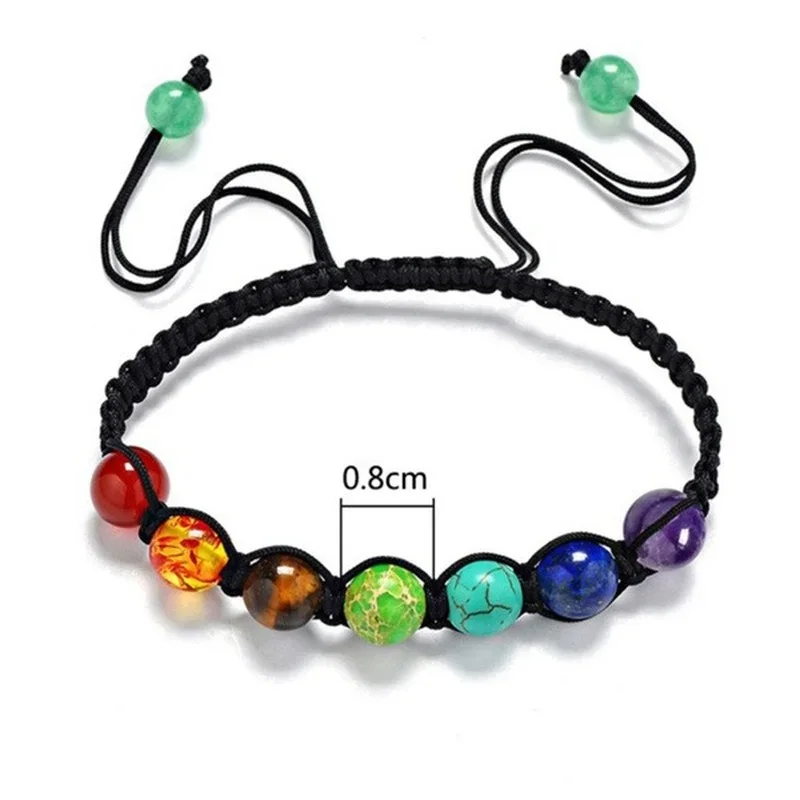 7 Chakra Bracelet Natural Healing Stones Beads Bracelet Adjustable Macrame Woven Rope Chain Yoga Bracelet Life Energy Jewelry