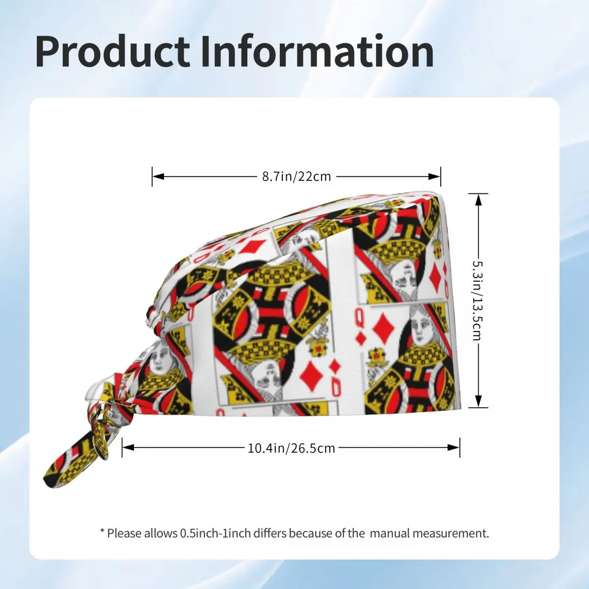 Queen Of Diamonds Classic Card Deck Casino Poker Q Diamonds Scrub Hat Doctor Working OP-Haube Stillkappen für Zahnarzt