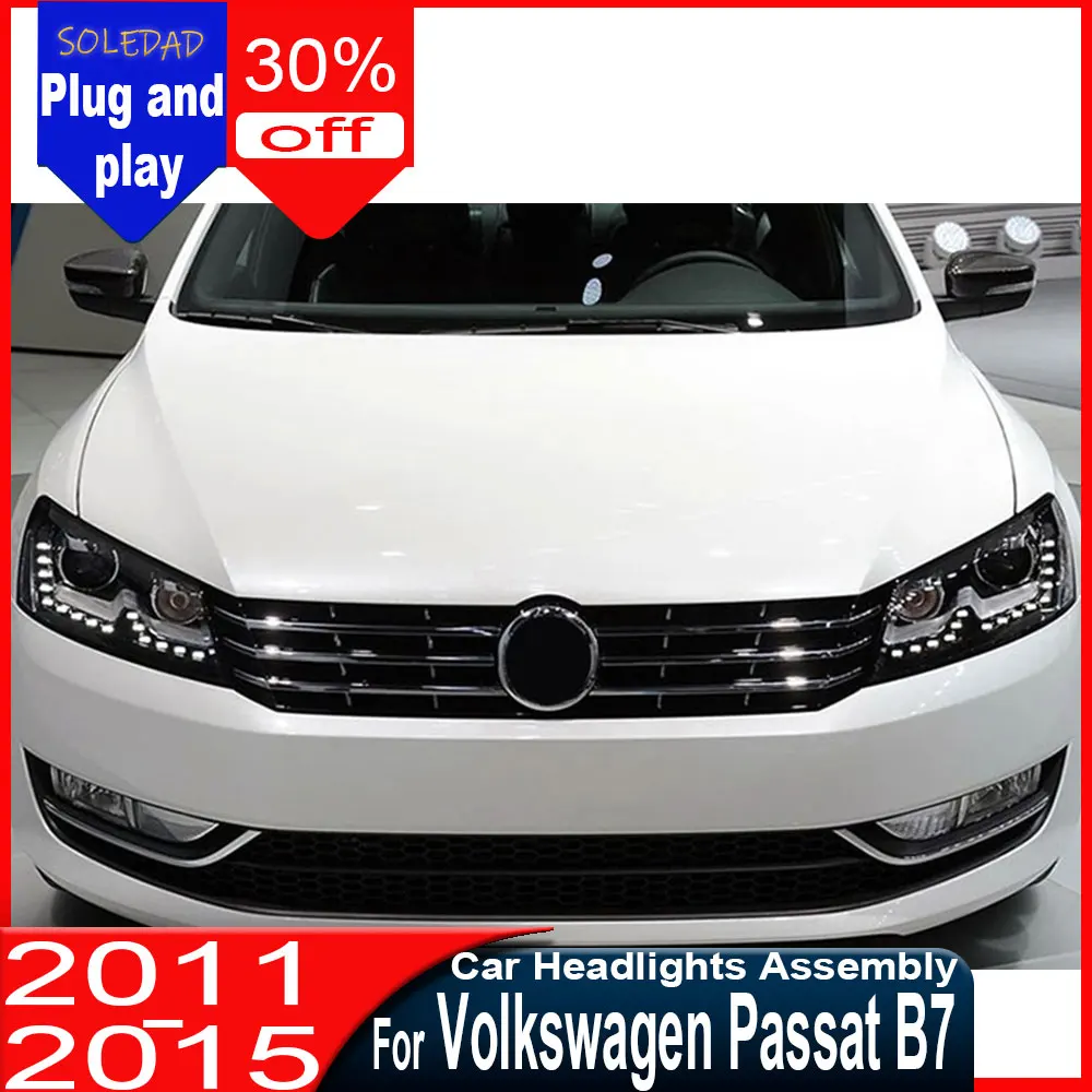 For Volkswagen Passat B7 2011 2012 2013 2014 2015 Headlight Assembly Upgrade High-Spec Laser Lens LED Daytime Running Lights