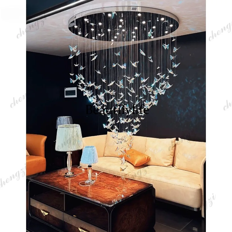A73 Light Luxury Crystal Pendant Light Villa Living Room Dining Room Bedroom Lamp Modern High-End Crystal Lamp