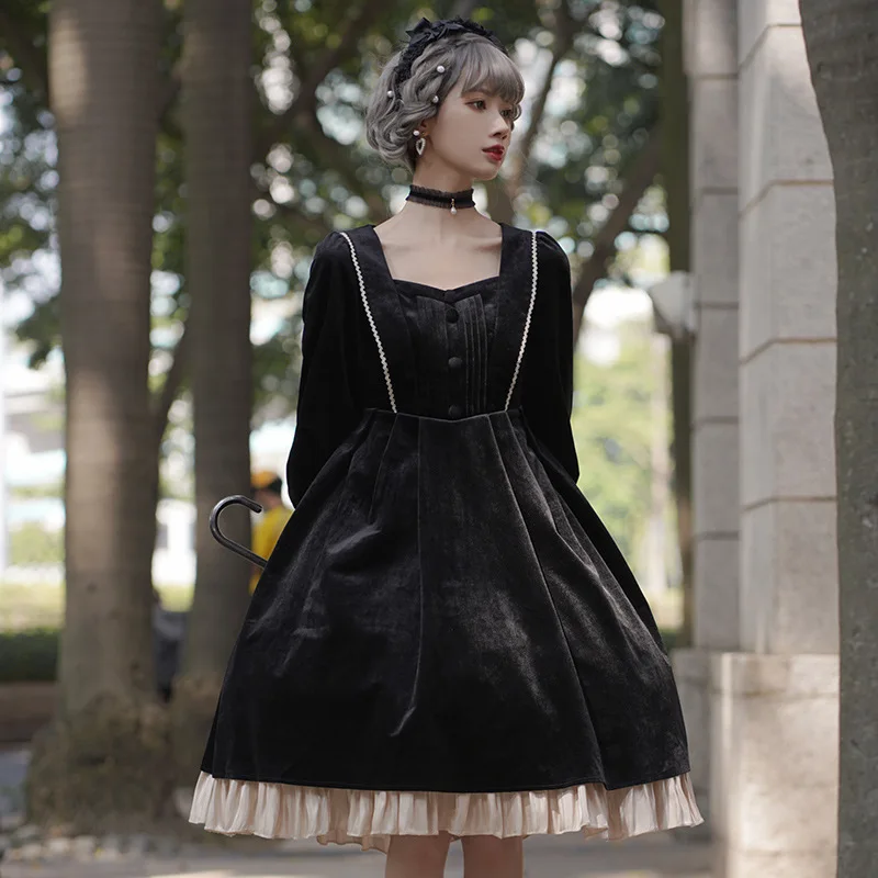 2024 novo original outono/inverno veludo lolita vestido ms lírio op elegante estilo tribunal vestido lolita