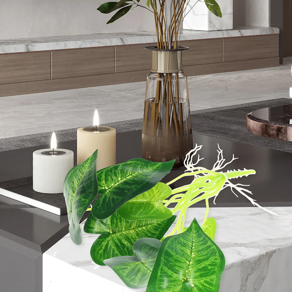 

3Pcs Artificial Leaves Plants Faux Fake Leaves Stems Silk Cloth Realistic Decor Greenery for Home Office Table