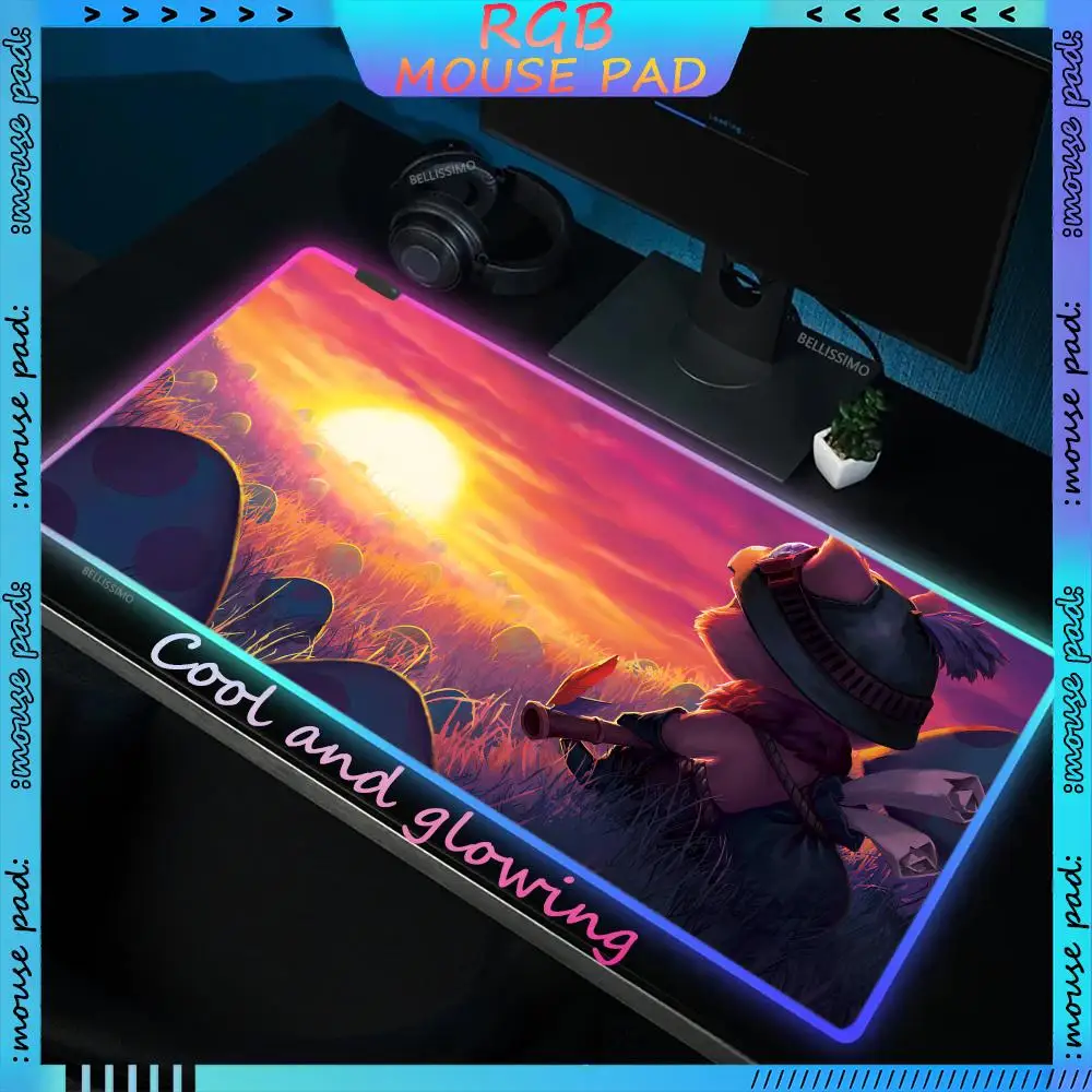 

RGB League of Legends T_Teemo Large MousePad Computer Gamer Luminous Rubber Keyboard Pad Cute Cartoon Game Luminous Mouse Pad