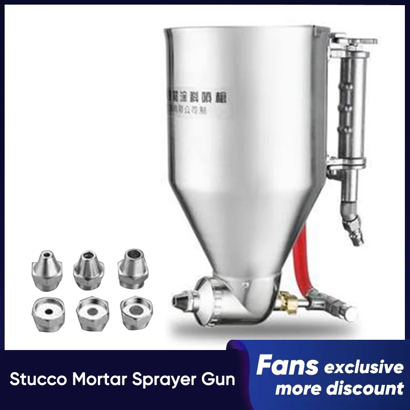 

Stainless Steel Stucco Mortar Grouting Gun with 6 Nozzles 3.5L Capacity Cement Mortar Sprayer for Floors Stone Wall Mortar Joint