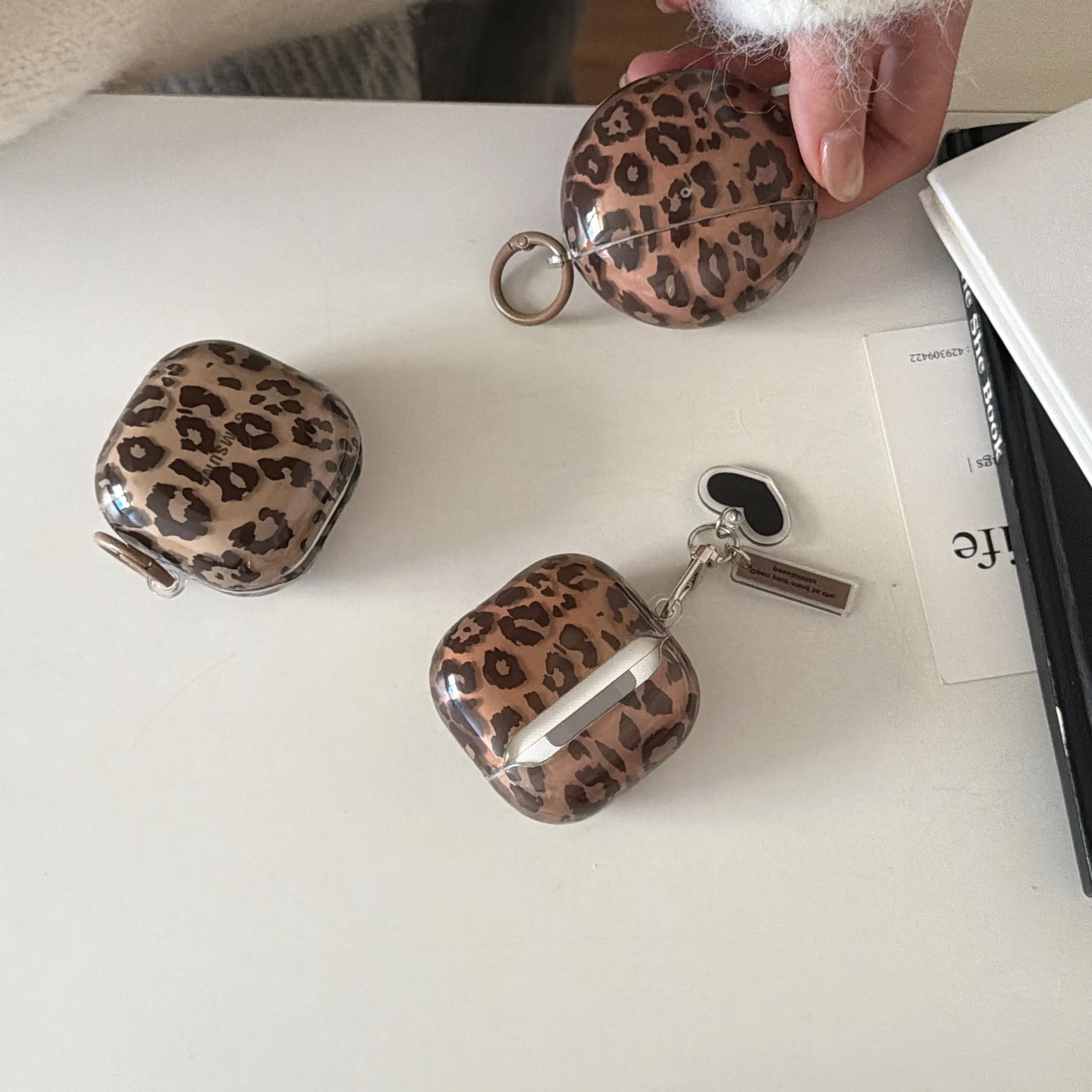 Fashion Transparent Leopard Print Case for Huawei FreeBuds 7i 5i 6i Se2 Se3 FreeClip 2 Headphone Protective Cover With Pendant