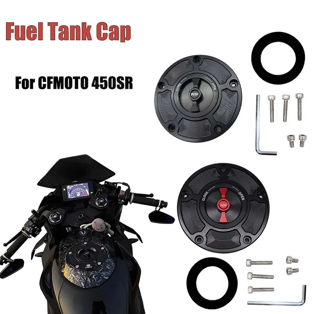 For CFMOTO 450SR 450 SR Motorcycle Keyless CNC aluminum Fuel Tank Cap Oil Tank Fuel Caps Cover Parts