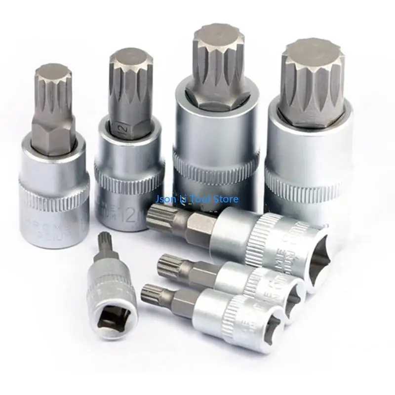Y08D 8 pièces Adaptateur douille bits torx 1/4 "3/8" "Couple d'entraînement Spanner à cliquet à cale réparation en