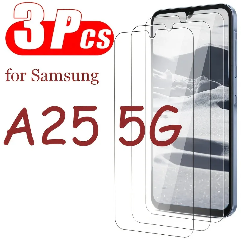 3 قطعة واقي للشاشة من الزجاج المقسى لهاتف سامسونج جالاكسي A25 A15 A05 A55 A35 زجاج الهاتف لهاتف سامسونج A54 A34 A74 A24 A14 زجاج
