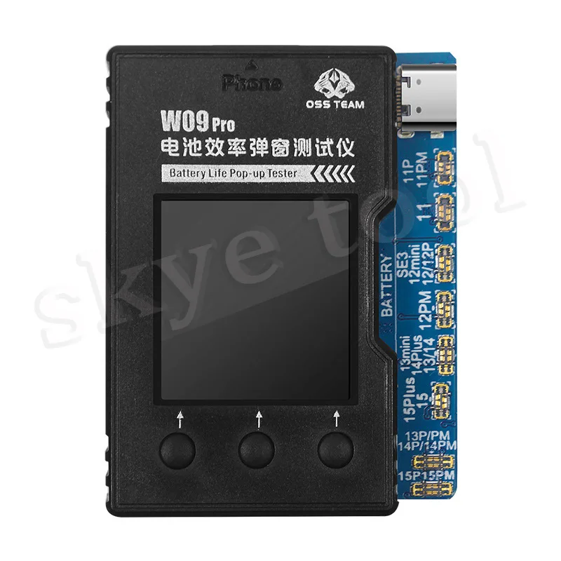 جهاز اختبار عمر البطارية OSS W09 Pro V3 لهاتف iPhone11-15PM، أداة تعديل البيانات الصحية بنسبة 100%