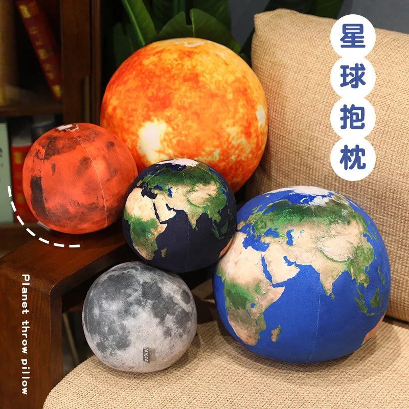 Simulated Planets Plush Pillow Stuffed Earth Moon Sun Martian Sphere Star Toy Cushion Decor Educational Enlightenm Birthday Gift