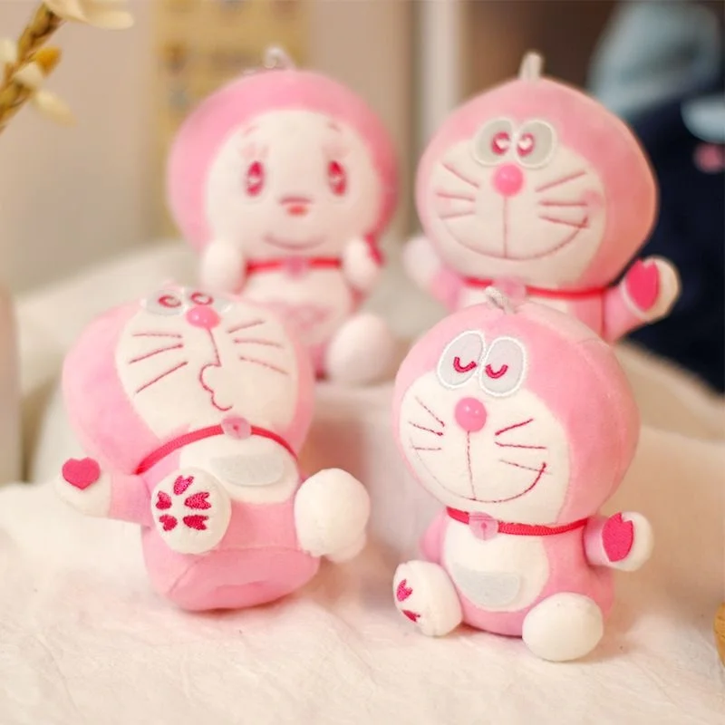 Anime Doraemon Dorami Pink Cherry Blossom Series Pink Plush Stuffed Doll Keychain Key Loss Prevention Itabag Charm Girl Gifts