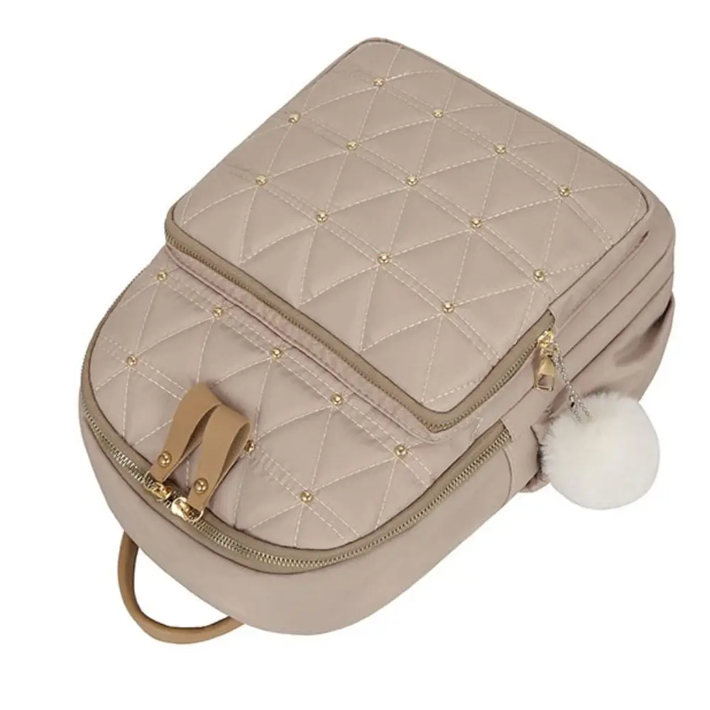 

Fashion Classic Grid Shoulder Bag Rivet Elegant Women Backpack Vintage Handbag Nylon Travel Bag Casual Wear