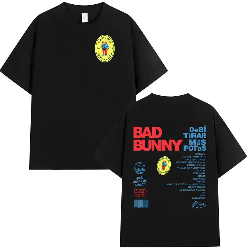 Rapper Bad Bunny Tour 2025 Album Merch T Shirts Debi Tirar Mas