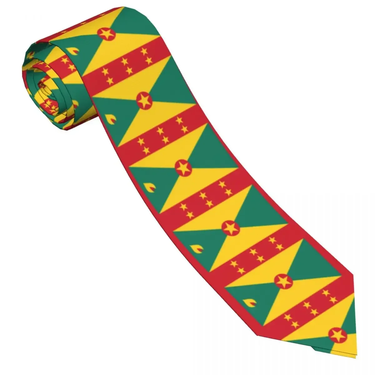 Grenada Flag Emblem Tie Stripe Printed Neck Ties Vintage Cool Collar Tie Adult Cosplay Party Necktie Accessories