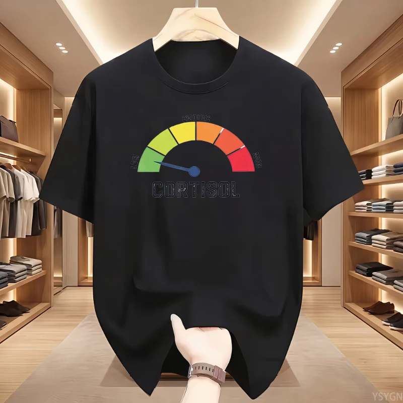 Cool Low Cortisol Levels V Meme T-Shirts Men O Neck Pure Cotton T Shirts Short Sleeve Tees Graphic Clothing Tops