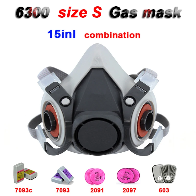 new 6100 Respirator Gas Mask Size S small comfortable industry efficient safe cover match 2091/2097/7093C filter protective mask