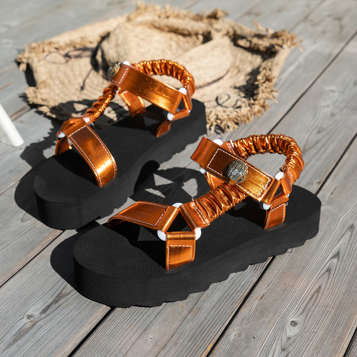 Scarpe da donna piatte estive Set di corde di canapa sandali da spiaggia per piedi pantofole Casual per tutti i fiammiferi all'aperto sandali da donna di grandi dimensioni