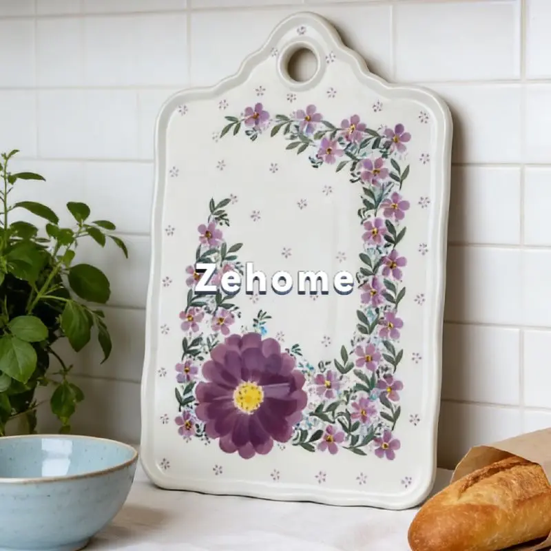 Hand-Painted Rectangular Antibacterial Kitchen Cutting Board ceramics