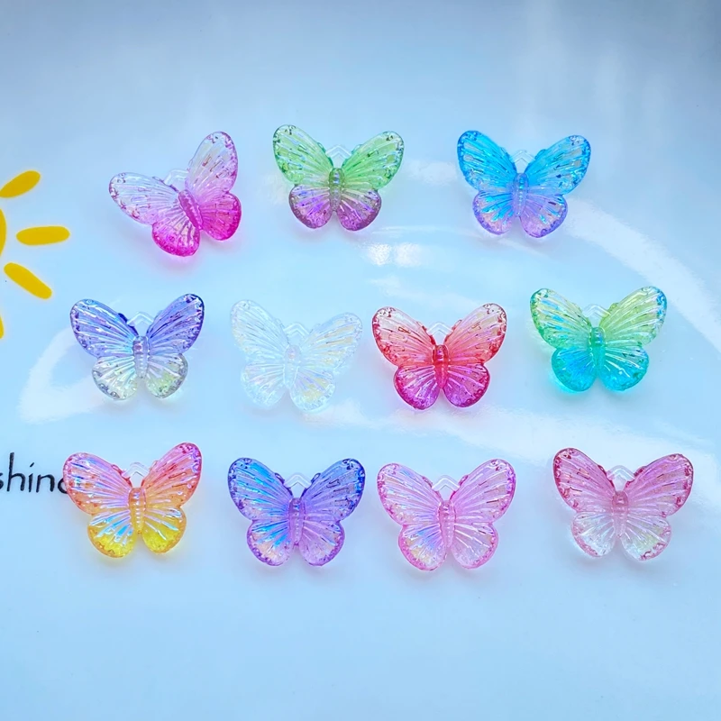 40Pcs New Kawaii Cute 12*16mm Shining Butterfly Flat Back Resin Cabochons Scrapbooking DIY Jewelry Craft Decoration Accessorie