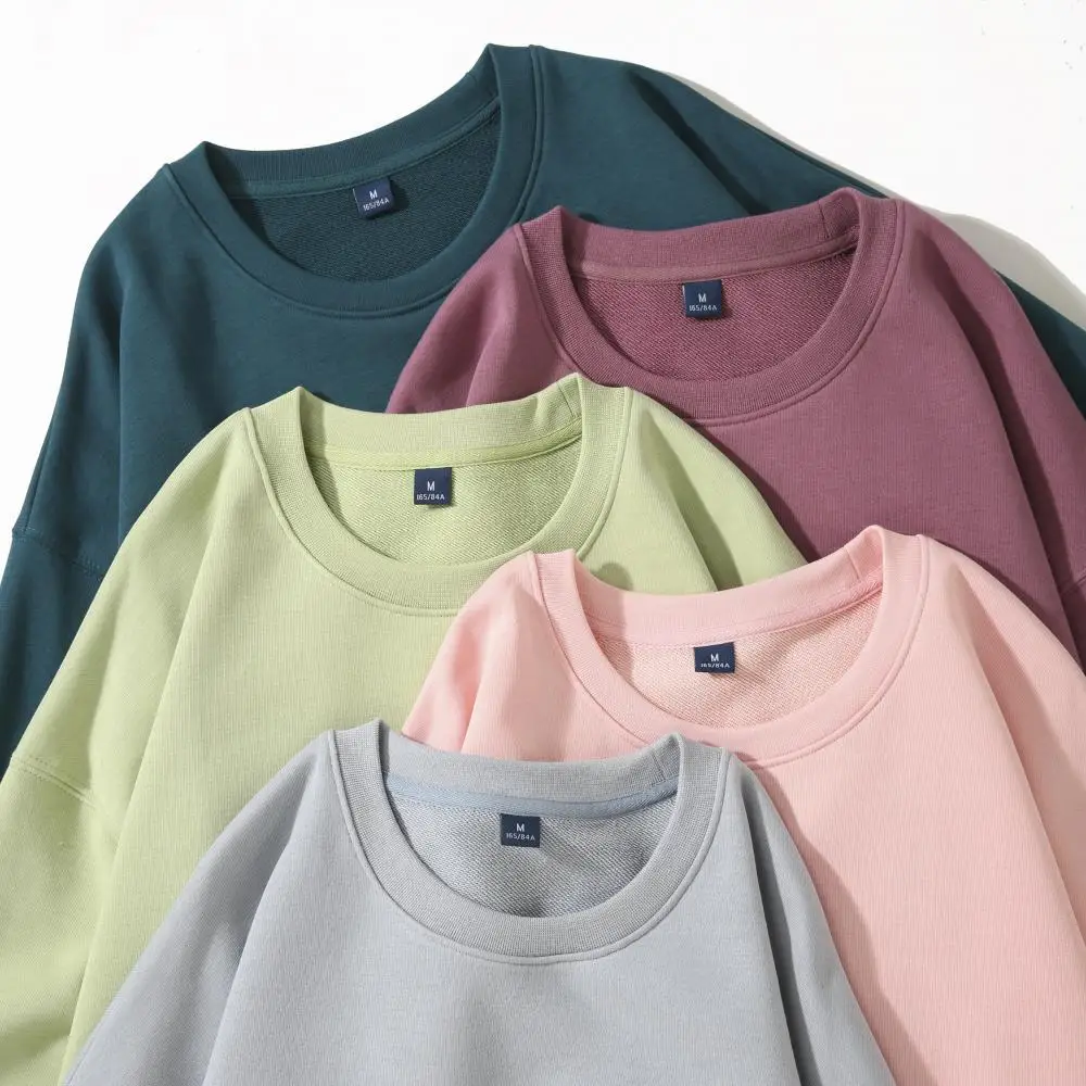 

LS-101 Round Neck Long Sleeve Cotton T-shirt, Large Drop Shoulder, Solid Color Sweater, Casual Sports, Stretch, Unisex Clothing