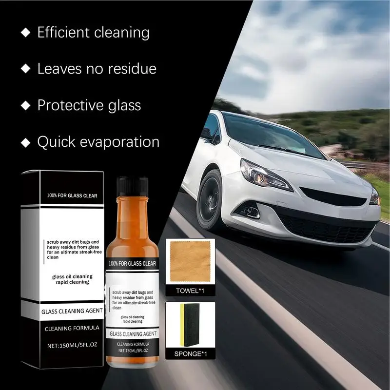 Car Windshield Oil Film Cleaner 150ml Oil Film Removal Cream Multipurpose Fast Acting Effective Safe Automotive Glass Cleaner