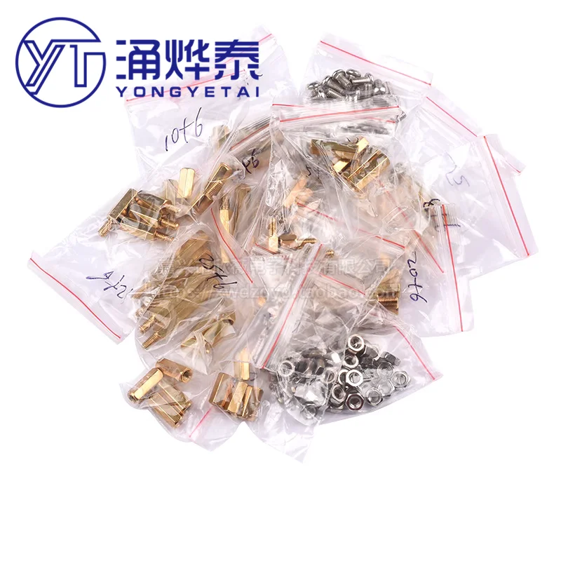 Clearance sale 150PCS Nuts screws copper pillars  6+6 10+6 15+6  M3 nut 3*6 screws 6MM hollow 10MM hollow