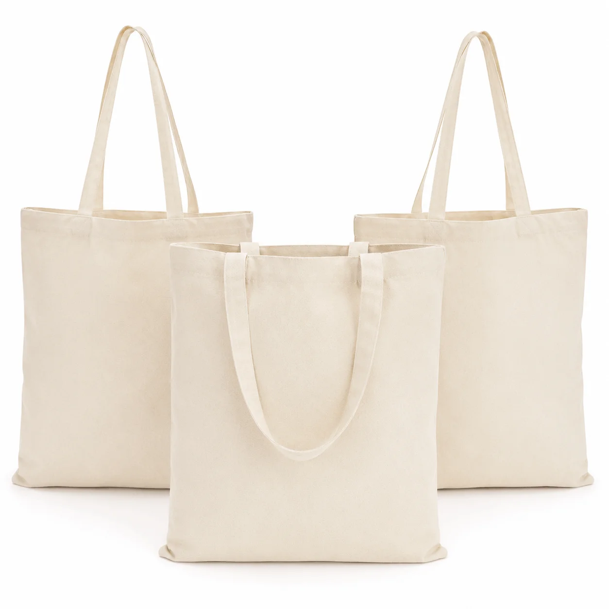 3/6/10PCS Beige Blank Tote Bags for Sublimation Heat Transfer, DIY Craft Shopping Bags for Printing and Gifts